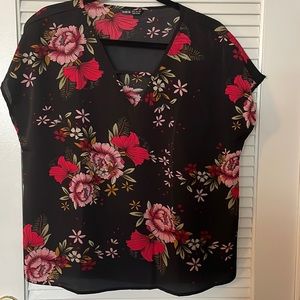 Black floral blouse